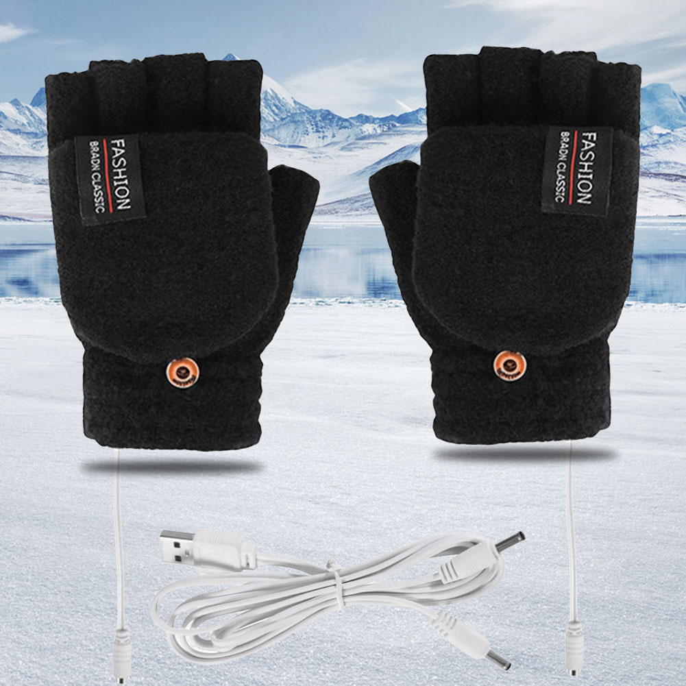 Heated Gloves Electric - ถุงมือให้ความร้อนสองด้าน ซักได้ ชาร์จไฟได้ ถุงมือไร้นิ้ว ให้ความอบอุ่น ถุงมือไฟฟ้าให้ความร้อน