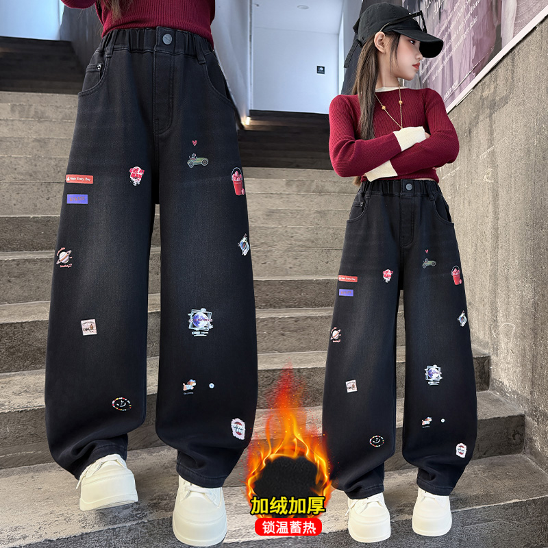 กางเกงยีนส์เด็กผู้หญิงลายการ์ต - Winter Clothing Drawing บทวิจารณ์และราคา